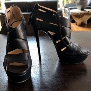 Ruthie Davis Halle Black Caged Platform Bootie